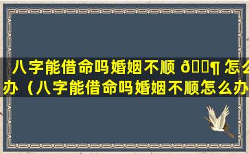 八字能借命吗婚姻不顺 🐶 怎么办（八字能借命吗婚姻不顺怎么办 🐟 呢）